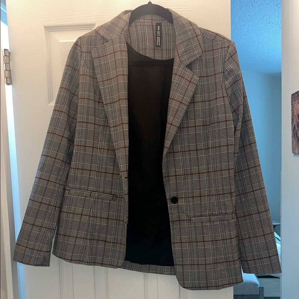 Gray Plaid Blazer